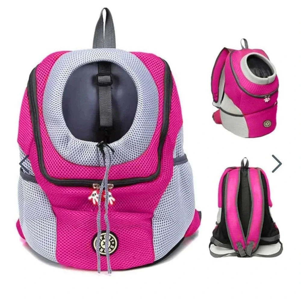 Pink and gray dog backpack by Noblepawz